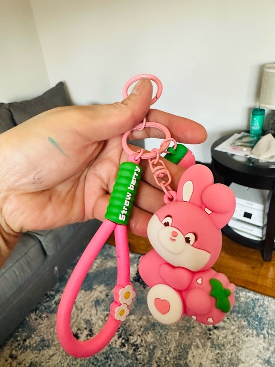 Strawberry Rabbit Silicone Keychain - Picture 7 of 7